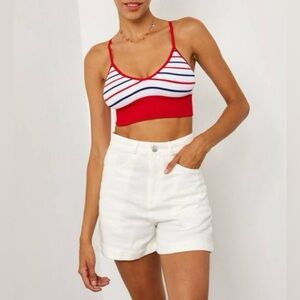 Women’s ZARA stretchy striped crop tank‎ top/bralette size M/L fits like S/M